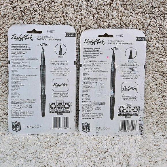 BodyMark temporary tattoo NY GIANTS stencils markers GAME DAY Superbowl Football - Picture 2 of 3